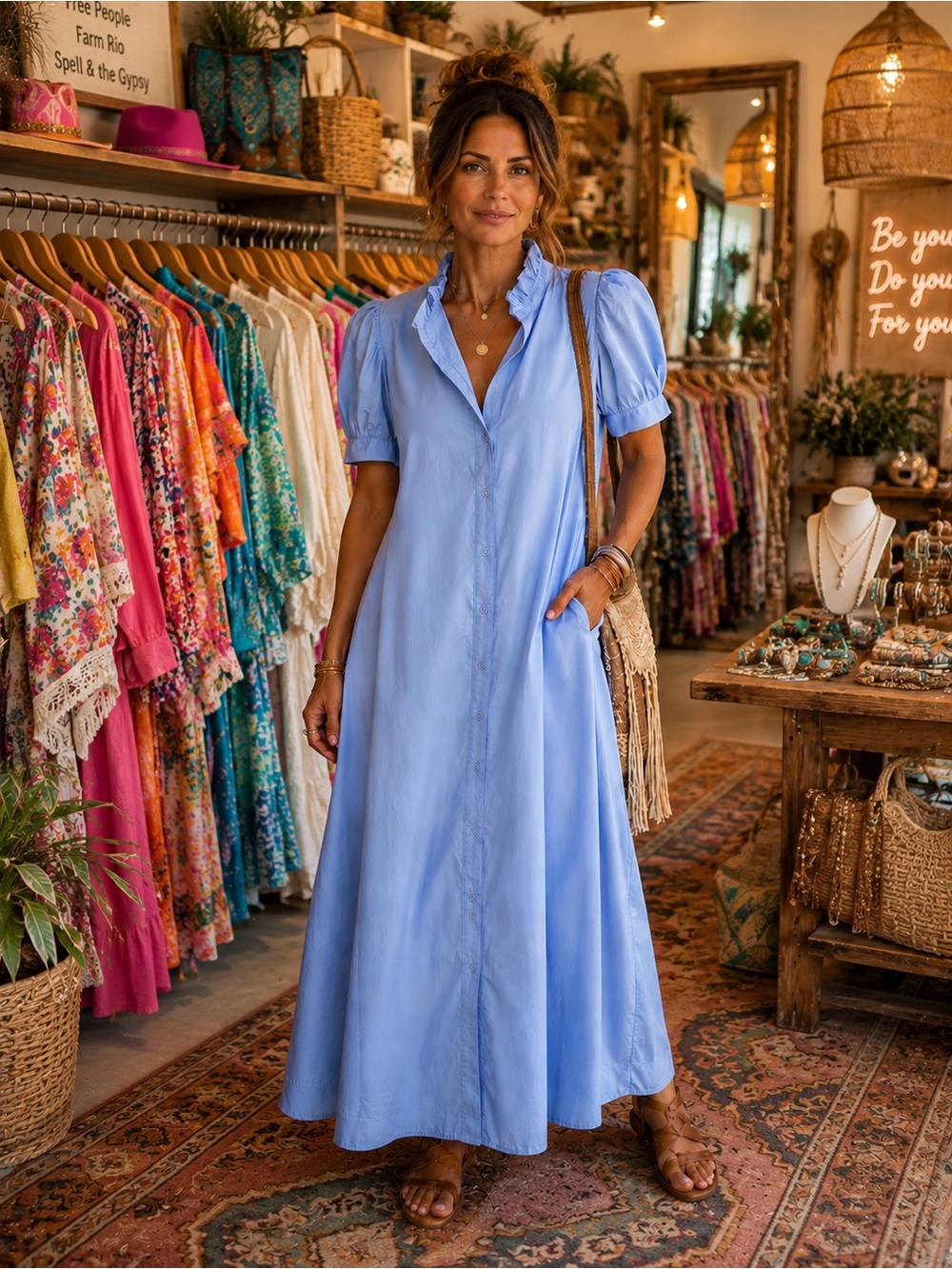 Entro Ruffle Trim Maxi Dress